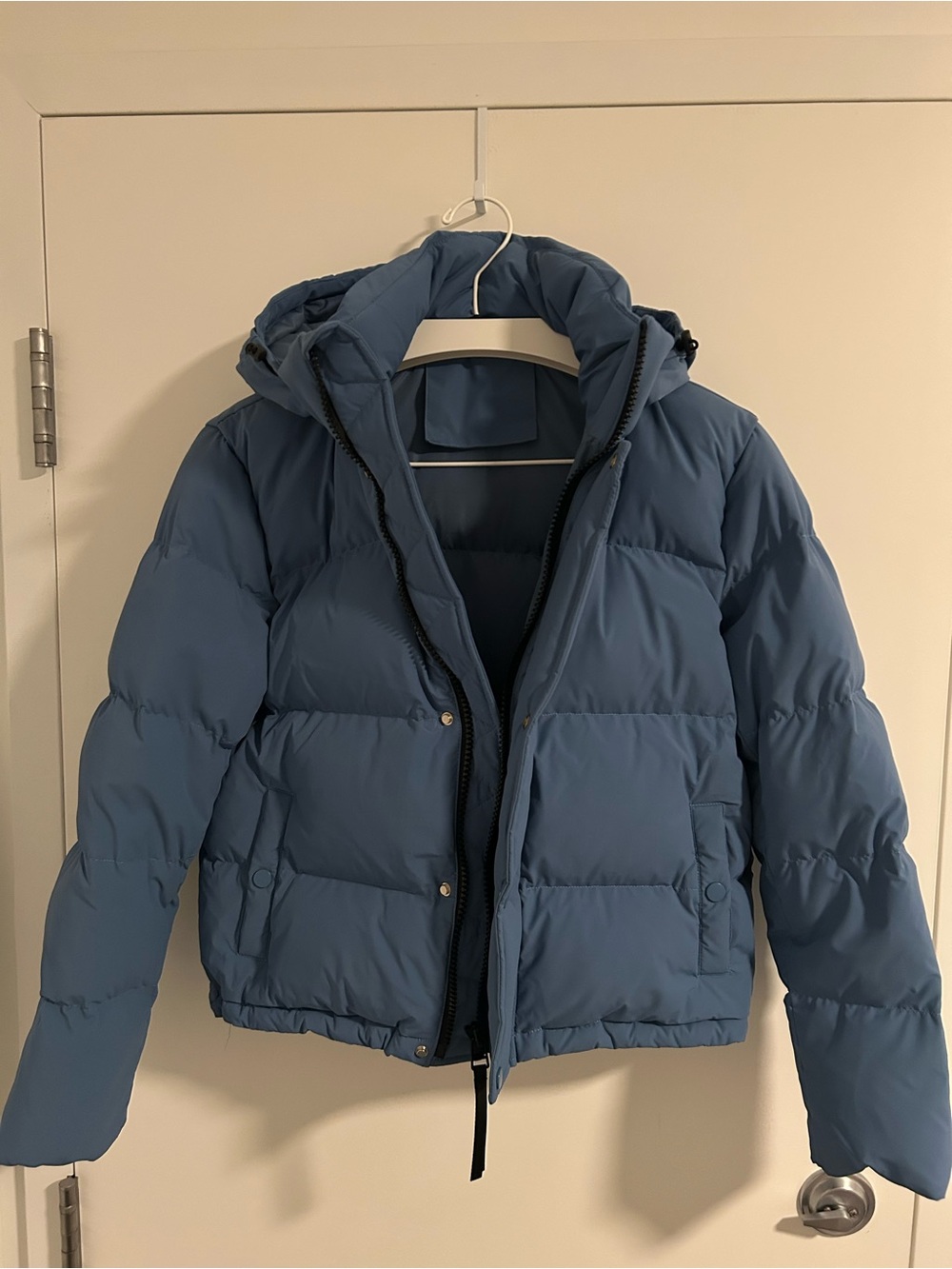 Hazed Blue Down Puffer Waterproof Hooded Jacket